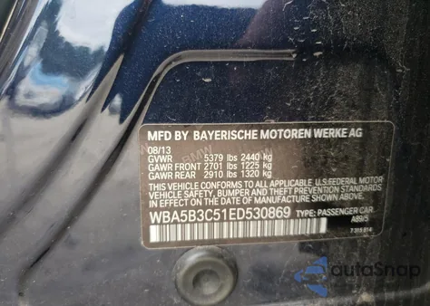 2014 BMW 535 Xi from USA, damaged, VIN WBA5B3C51ED530869